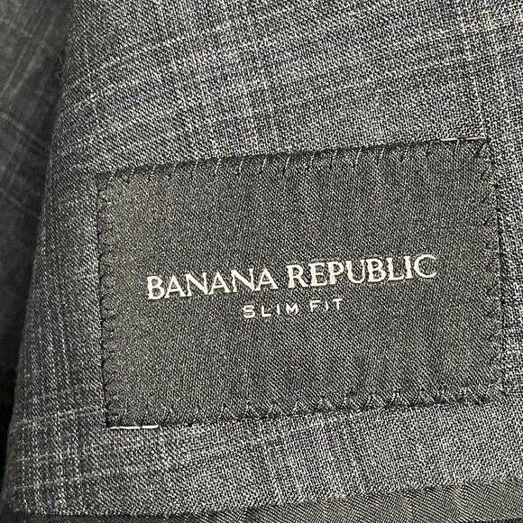 Banana Republic Sport Coat Mens 44R Gray Plaid Performance Wool Lightweight - Picture 5 of 16